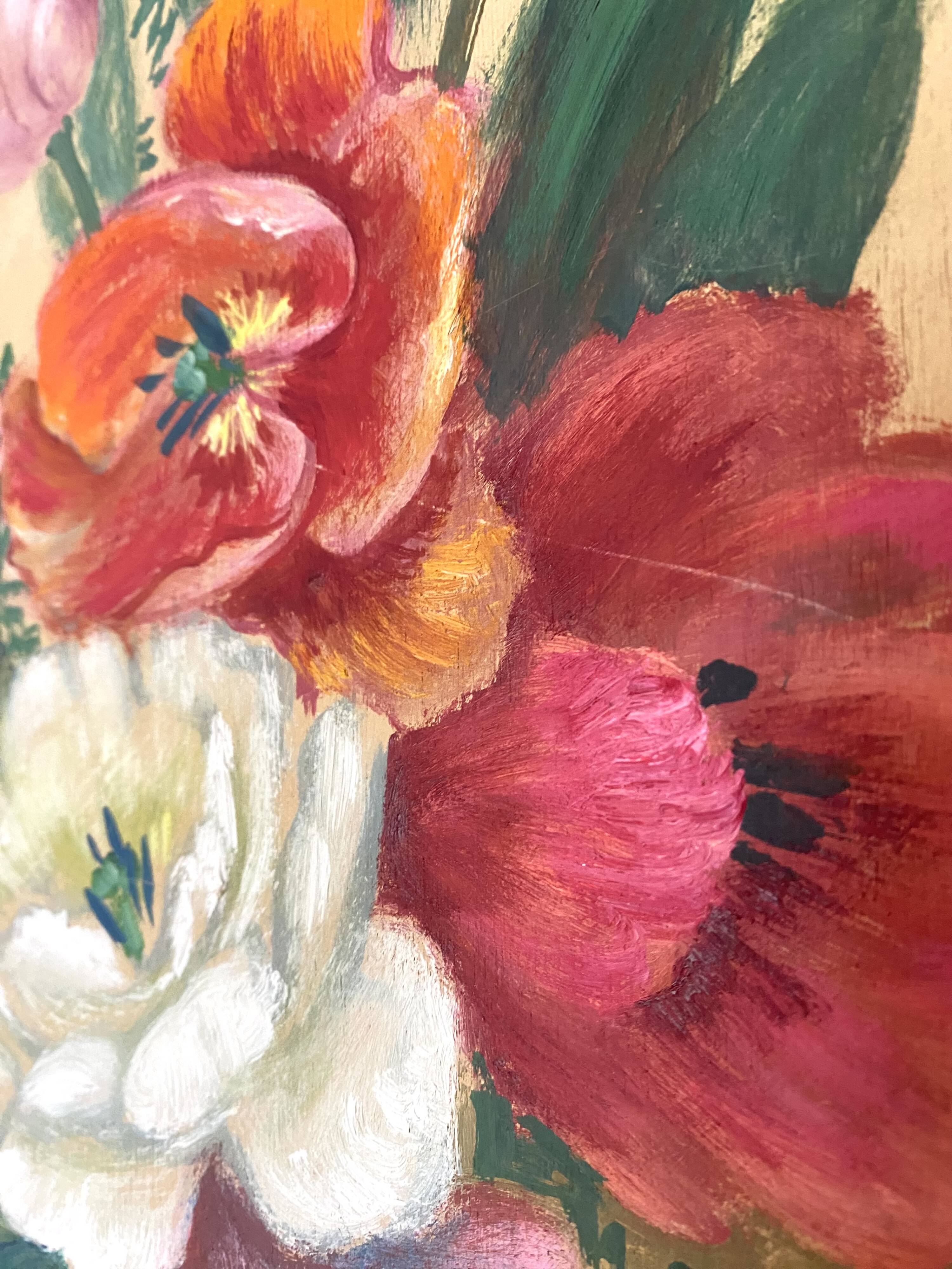 Peinture bouquet de fleurs 25X60cm