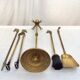 Servant of brass fireplace four utensils and support dimension: height -63cm- D-17cm-