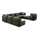 8-piece modular sofa in green velvet, Germany, 1970s