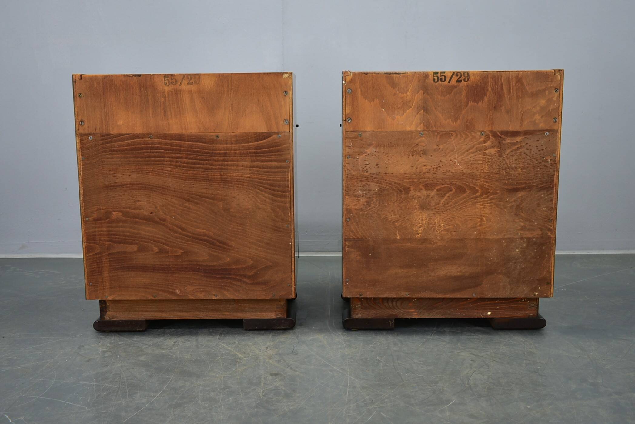 1940s pair of Art Deco bedside tables, Czechoslovakia