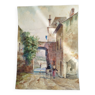 Watercolor drawing Auguste Martin (1828 - 1910)