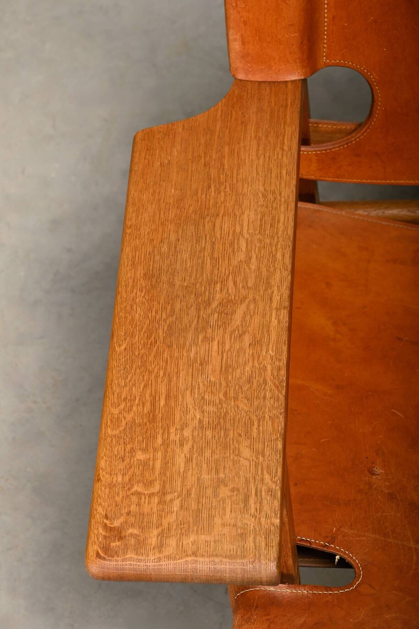 Børge Mogensen Spanish Chair in Cognac Leather and Oak for Fredericia, 1967