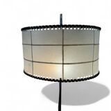 Vintage floor lamp with parchment and leather shade, 1960s