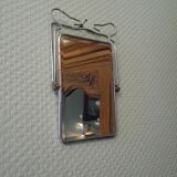 Miroir de barbier bi pied, mode suspension, biseauté, métal chromé - années 70