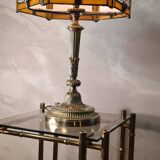 solid bronze lamp france 1960 tyffany style lampshade very beautiful 50x25 elec ok