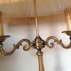 Empire style hot water bottle lamp with fabric lampshade / vintage 50-60s