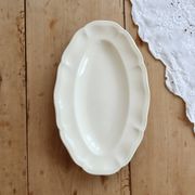 Ravier vintage Sarreguemines ivory earthenware – Scalloped rim