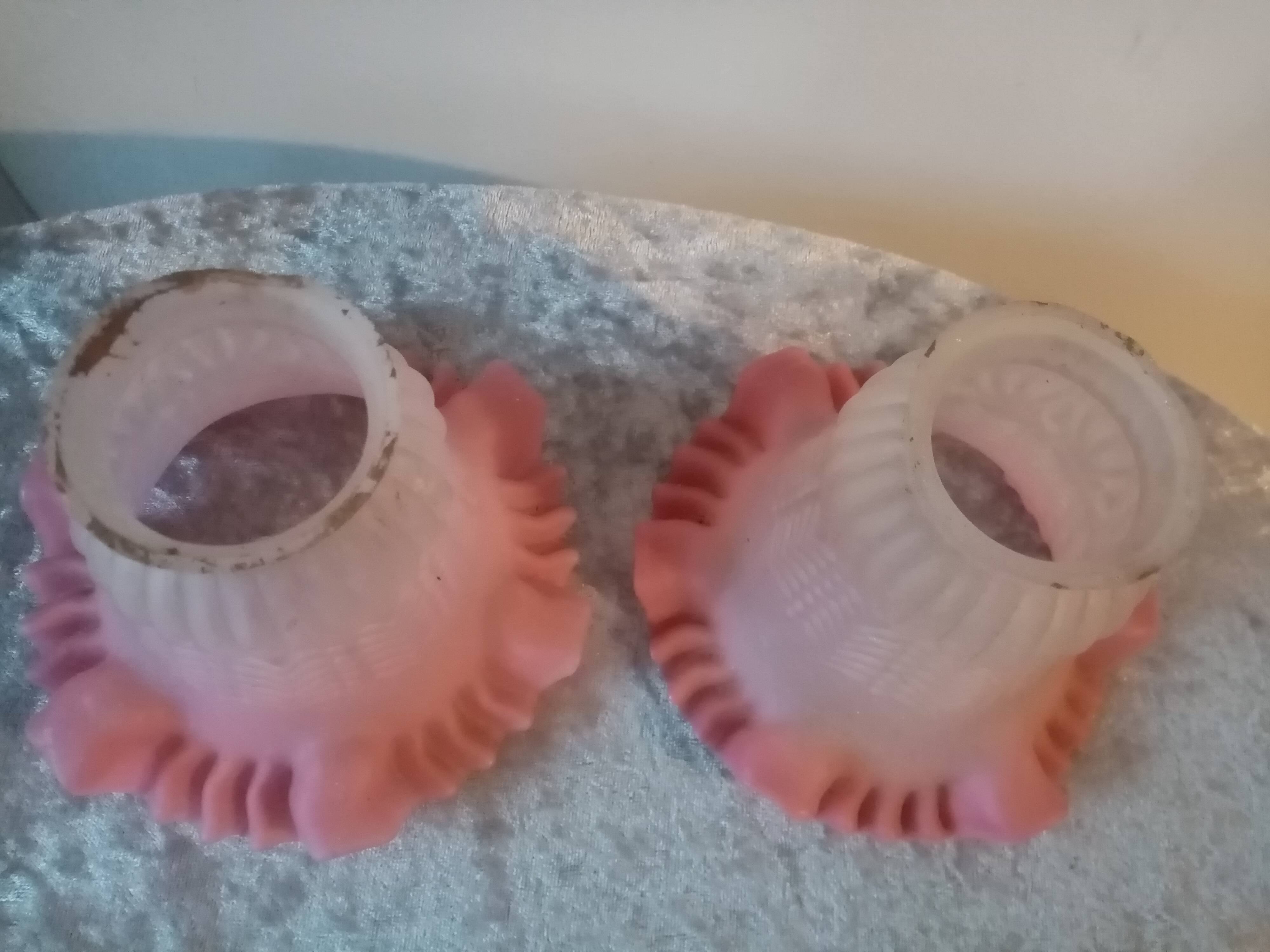 Duo of chandelier tulips or lamp in two-tone opaline