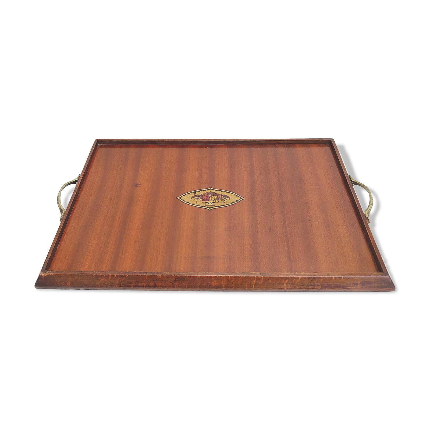 Wood and brass service tray