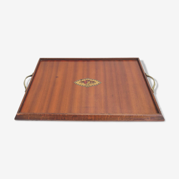 Wood and brass service tray
