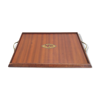 Wood and brass service tray