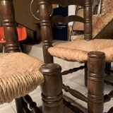 Pair of solid wooden chairs and mulched seat
