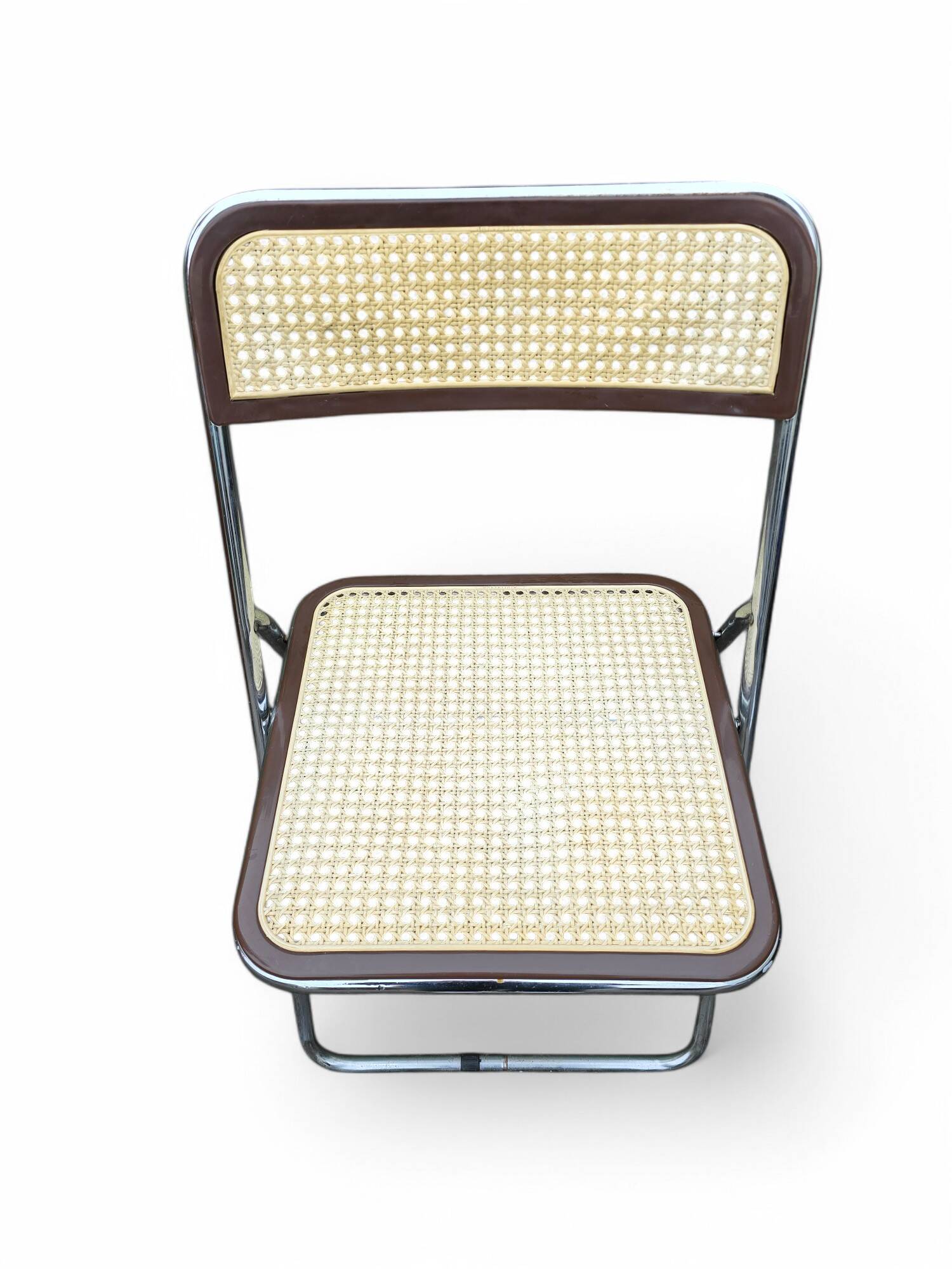 Chrome caned folding chair