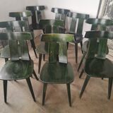 Set of 10 wooden bistro chairs