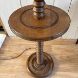 Turned wooden floor lamp