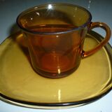 Ensemble de 6 tasses et sous-tasses ambré de DURALEX