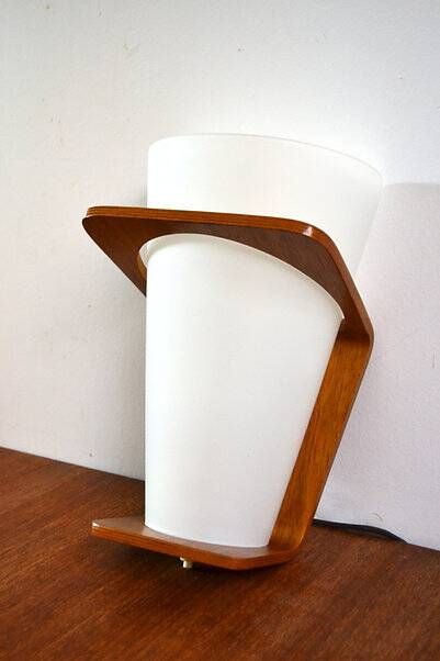 Louis Kalff NX 41 wall lamp opaline teak
