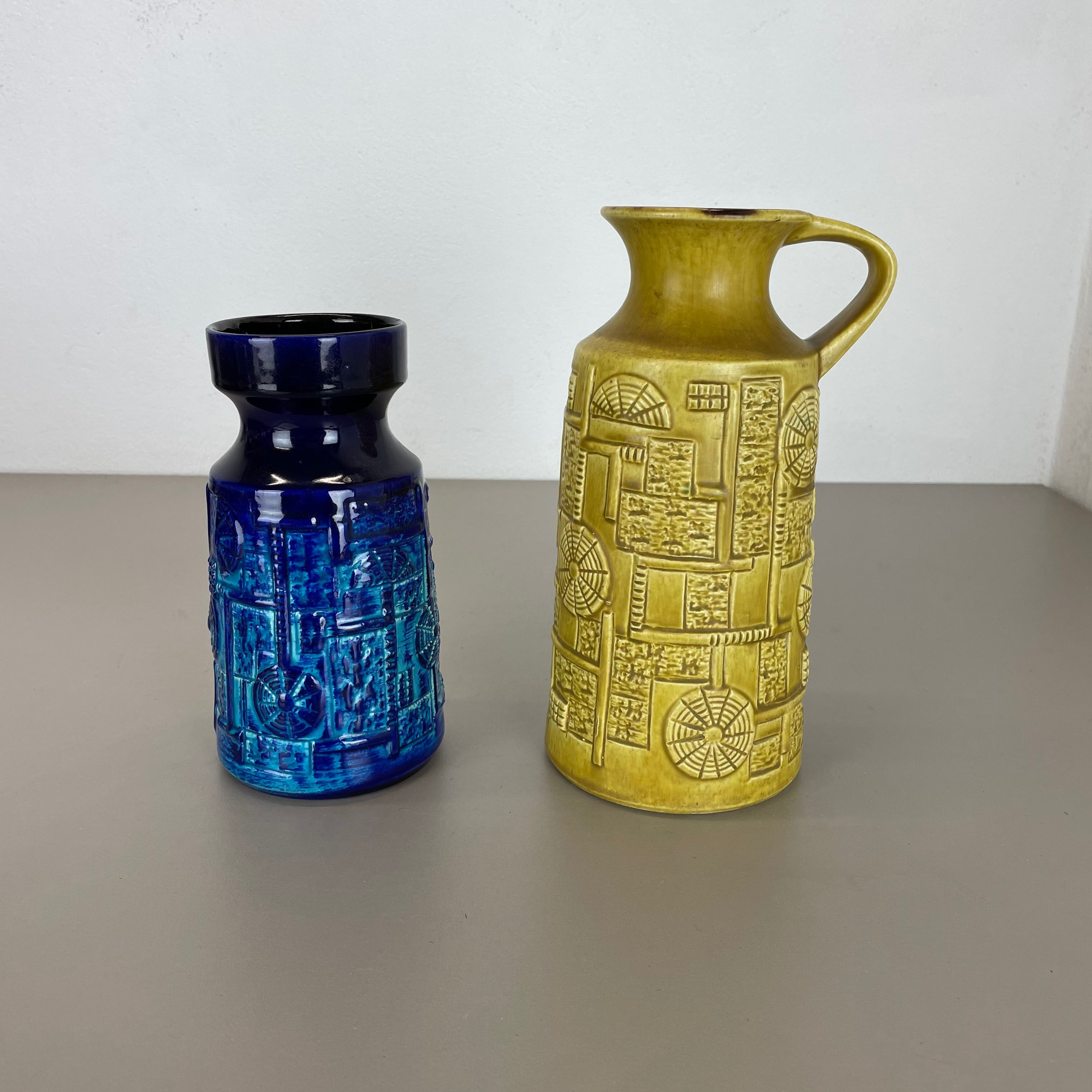 Set of 2 Multi-Color Fat Lava Op Art Pottery Vase by Bay Ceramics Germany, 1970s