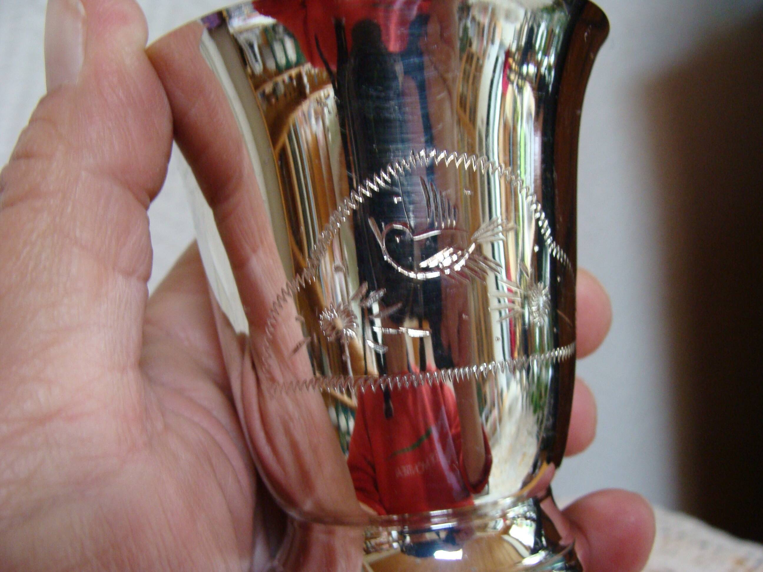 Timbale and egg cup set in silver.