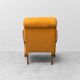 Scandinavian vintage armchair in orange fabric and wood, 1960s modernism