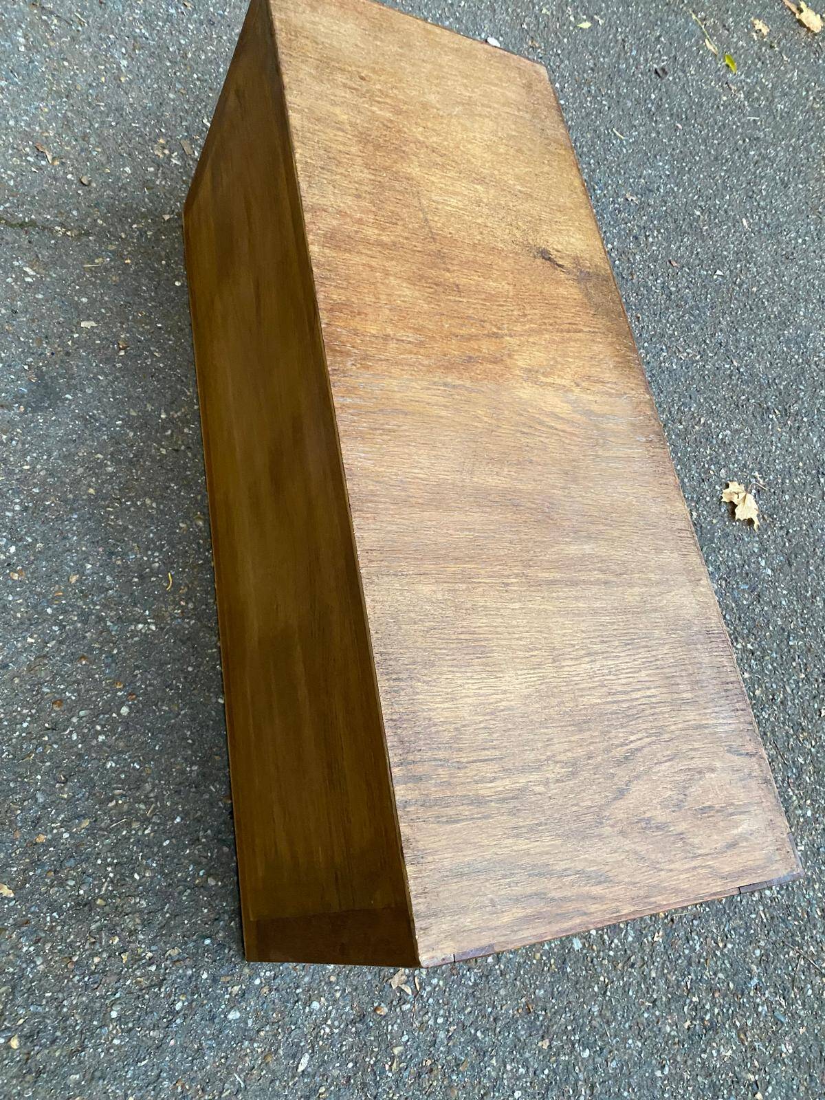 Horizontal filing cabinet with sliding curtains in oak