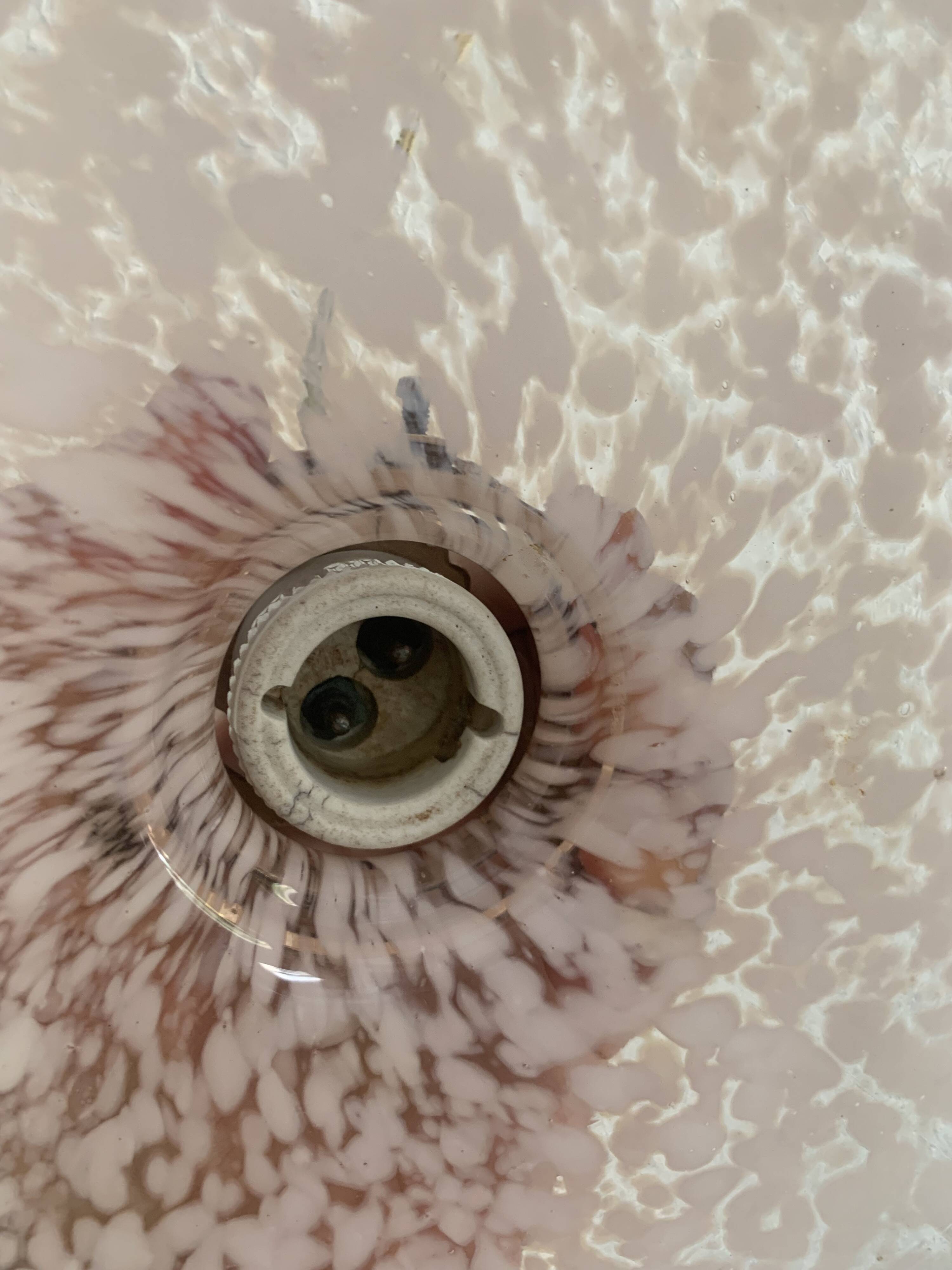 Vintage 1930s suspension pink clouded glass chandelier - 60 cm