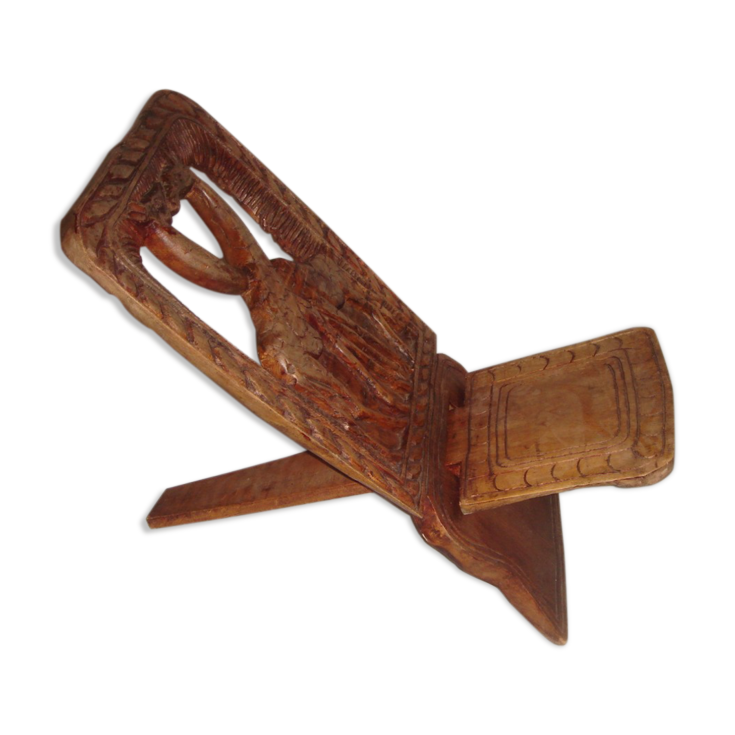 Chaise à palabre pour enfant, bois sculpté girafe