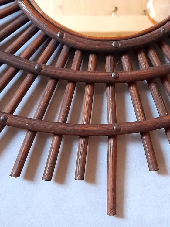 Miroir spirale en rotin 1960