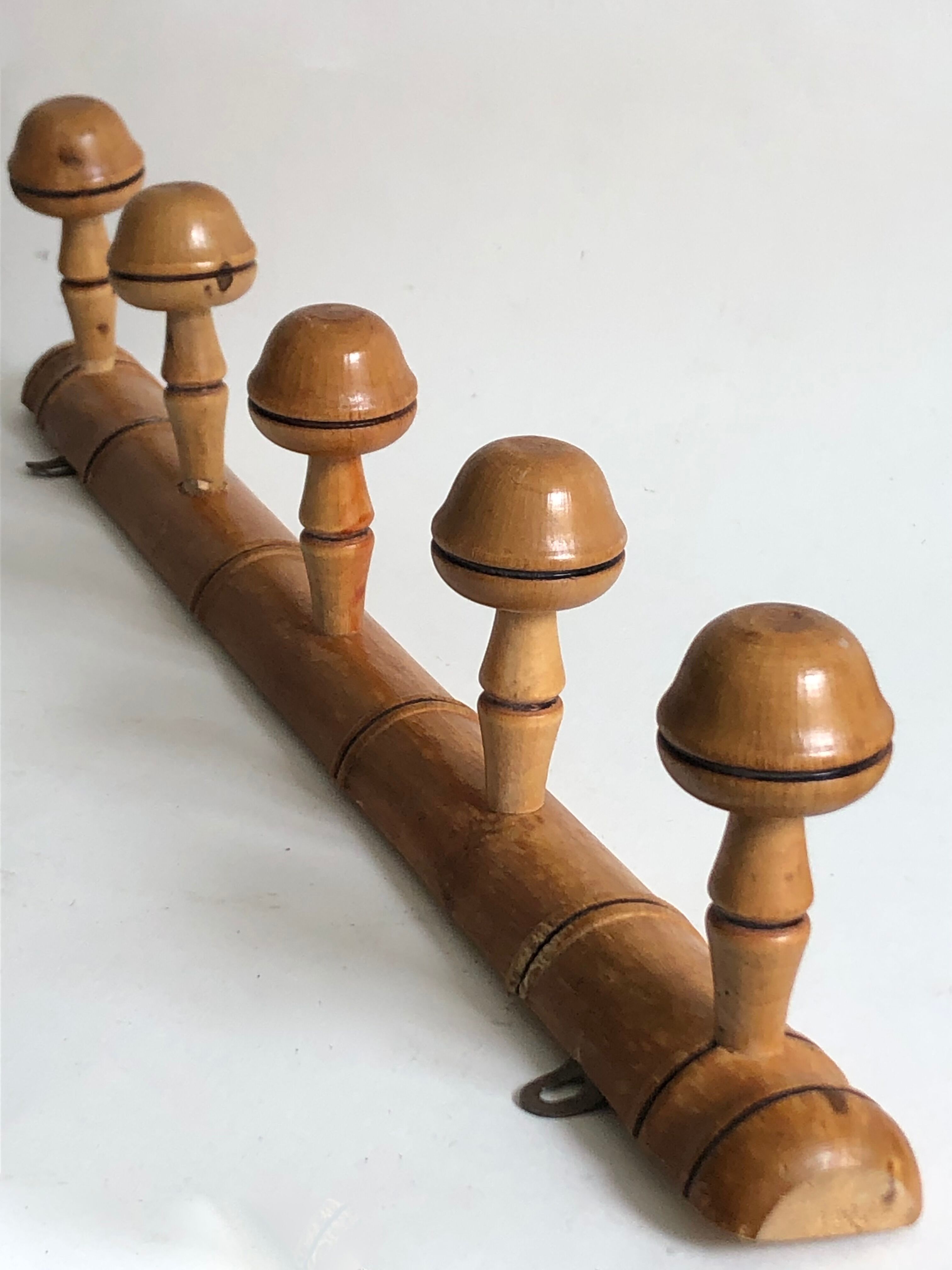 Old hook 5 mushrooms, coat rack