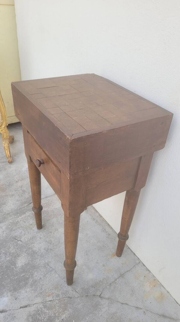 Billot de Boucher table de préparation en bois ancien