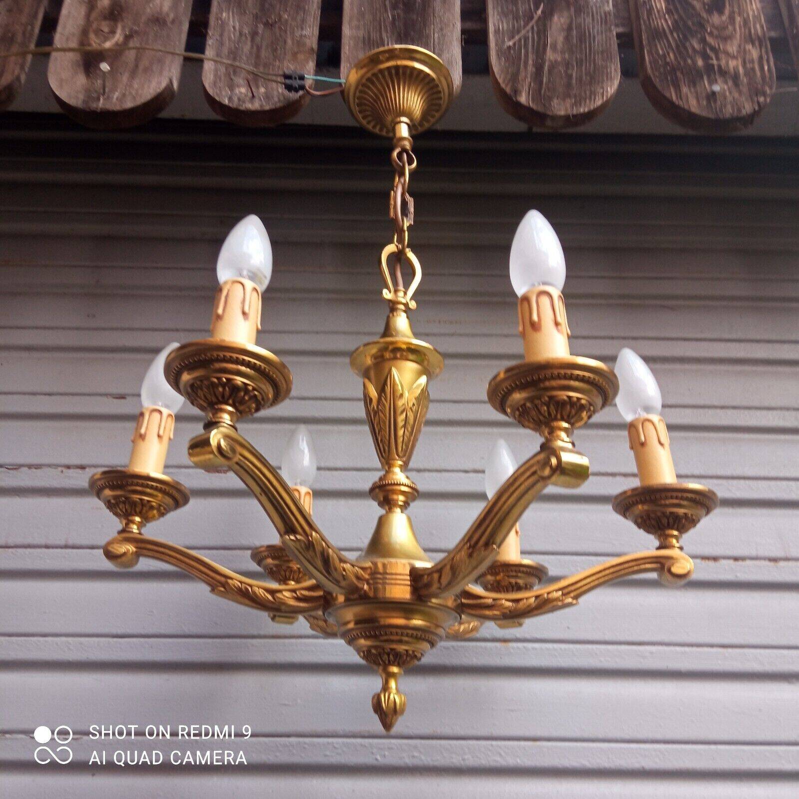 Louis XV style 6-light bronze chandelier in working order - Lucien GAU