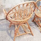 Pair of vintage rattan armchairs