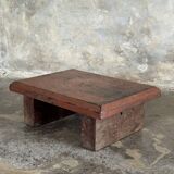 Small auxiliary stool in upcycled teak with red chrome (3274)