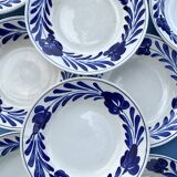 Cobalt blue floral deep plates from Lunéville.