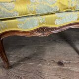 Duchesse en bateau, chaise Longue style Louis XV en soie jaune, XVIIIème siècle