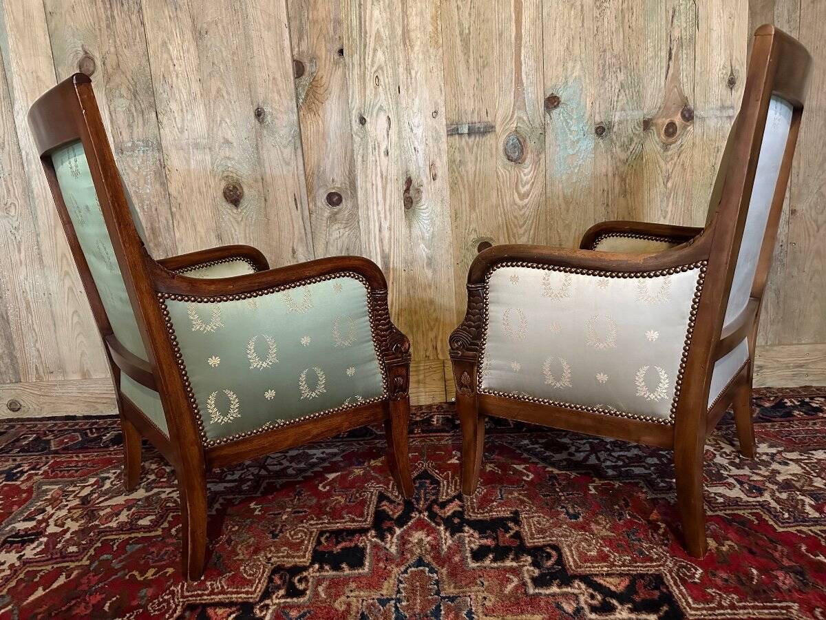 Pair of empire style mahogany shepherdesses.