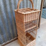 Vintage wicker bar basket bottle holder