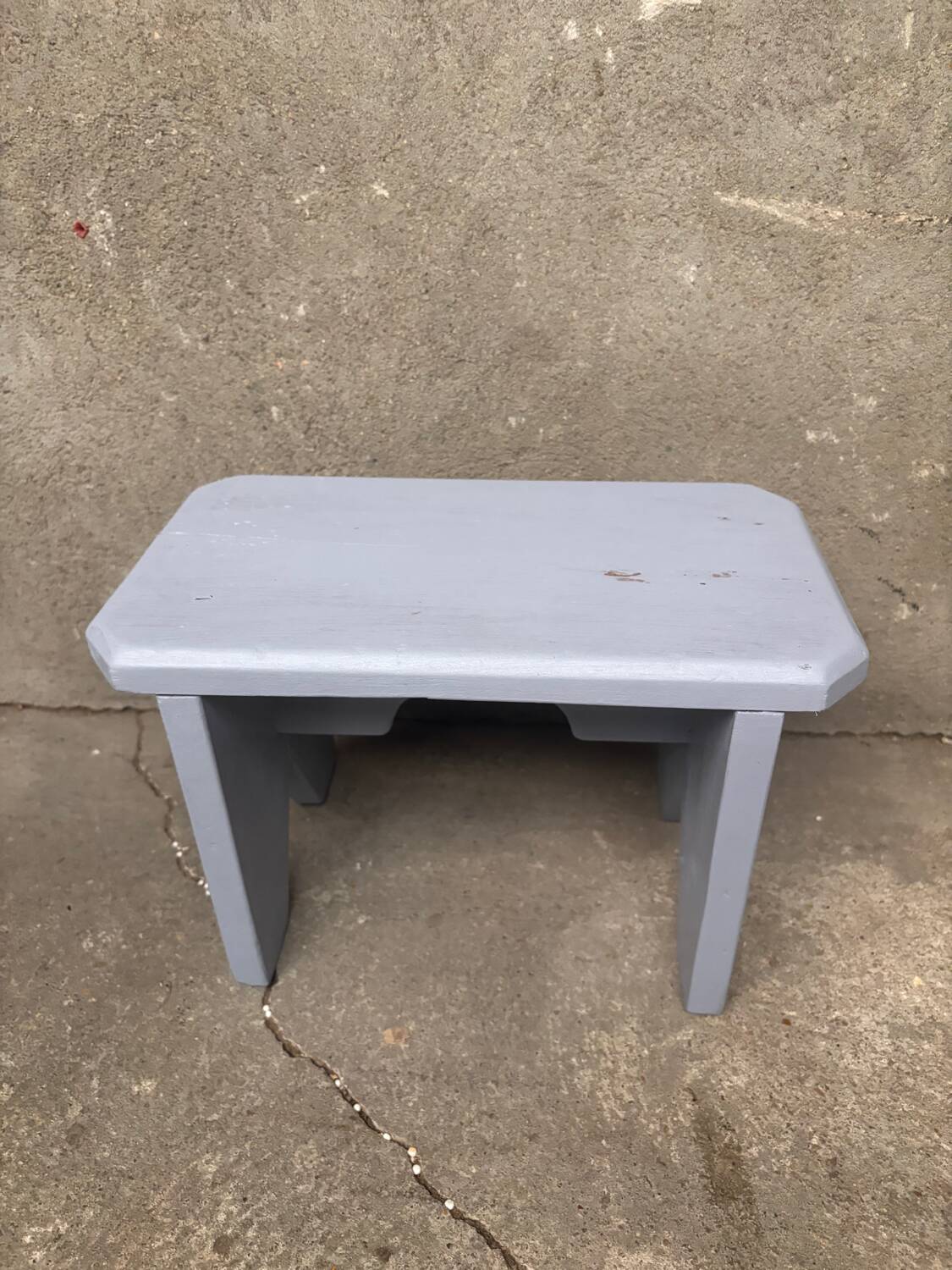 Small wooden stool, pearl gray