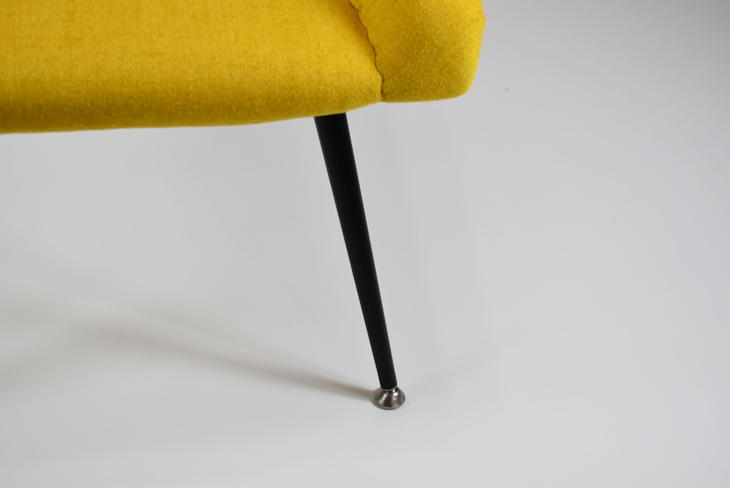 Vintage polish armchair shell, fully renovated, 1960s, fabric, chrome