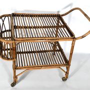 Vintage bamboo bar trolley from 50s. Made in Italy