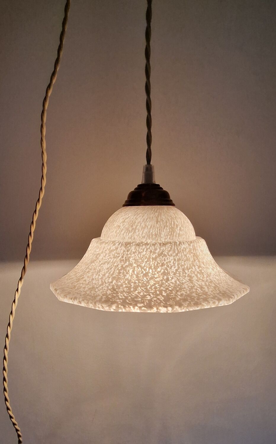 Duo of glass pendant lamps Art Deco