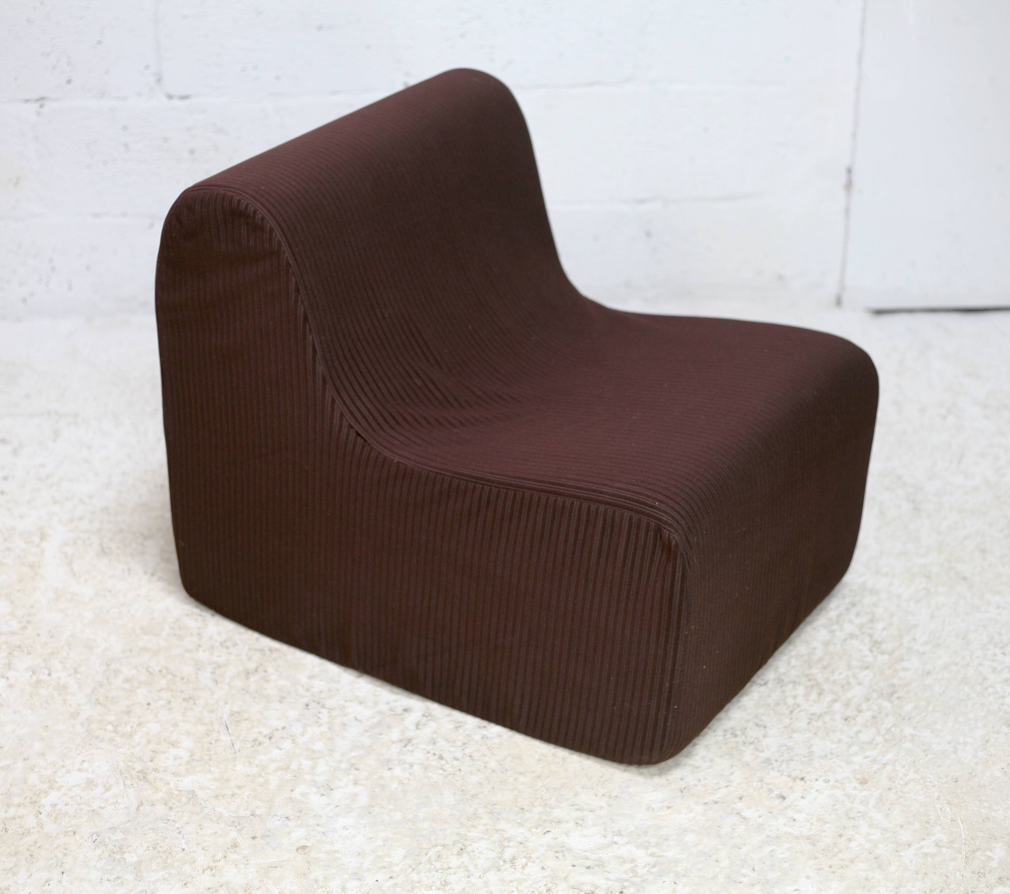 Chair, foam and velvet. Circa 1970