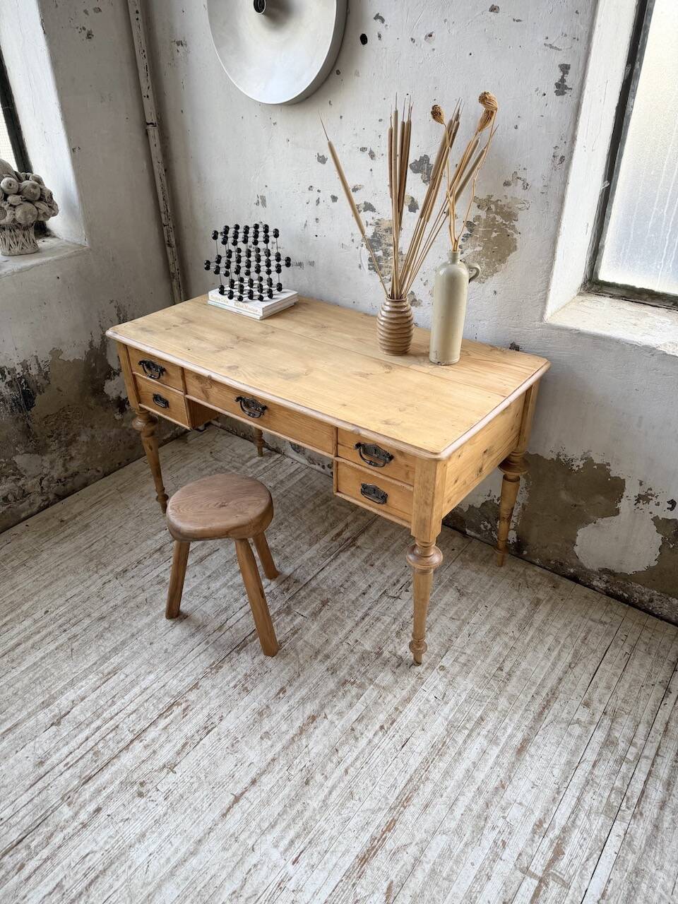 Blonde walnut desk and pine top 1900