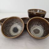 Set of 6 ramekins Bowls / cups in glazed ceramic Signed Alésia