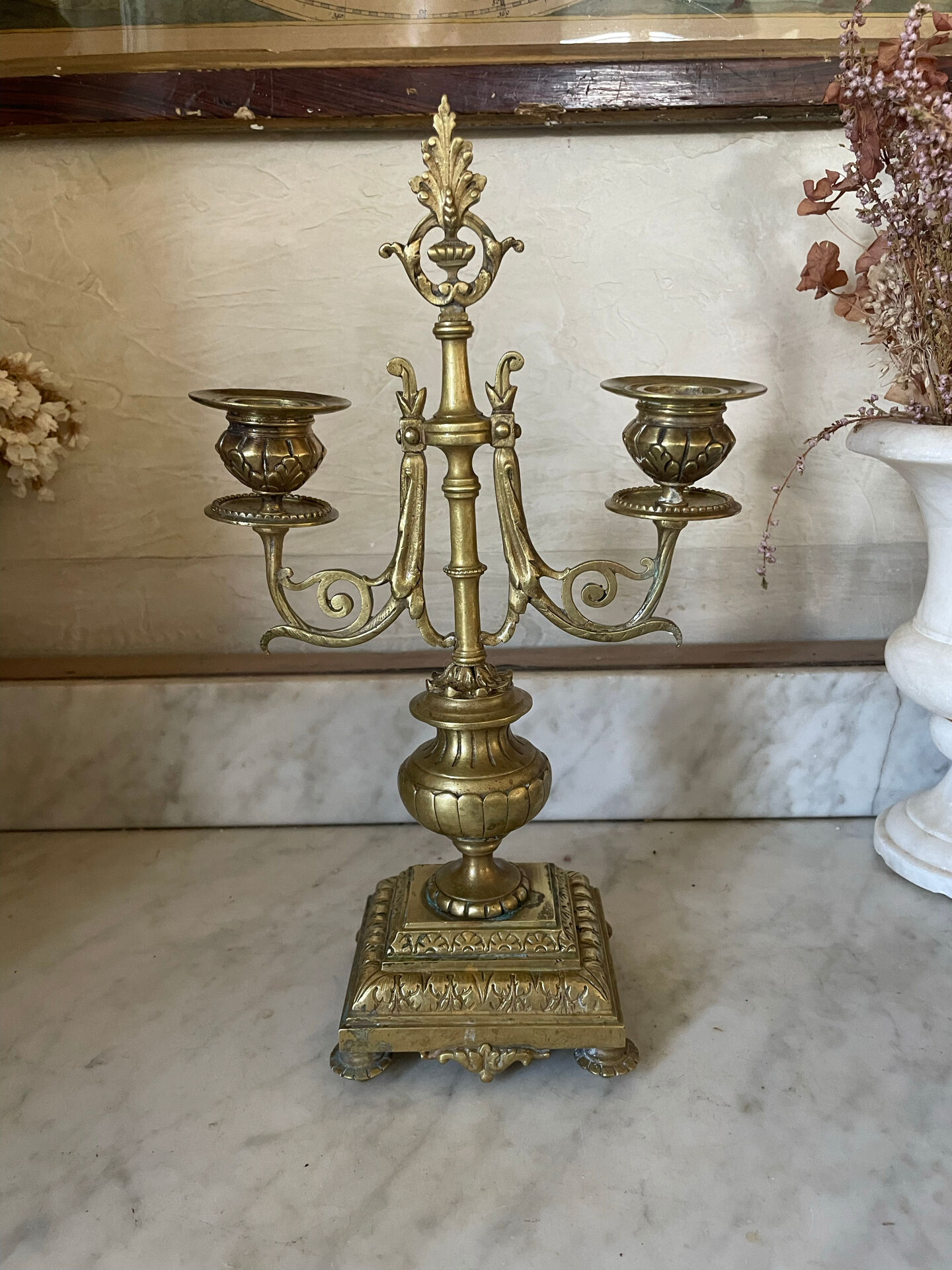 Pair of gilded bronze candlesticks in the Napoleon III style.