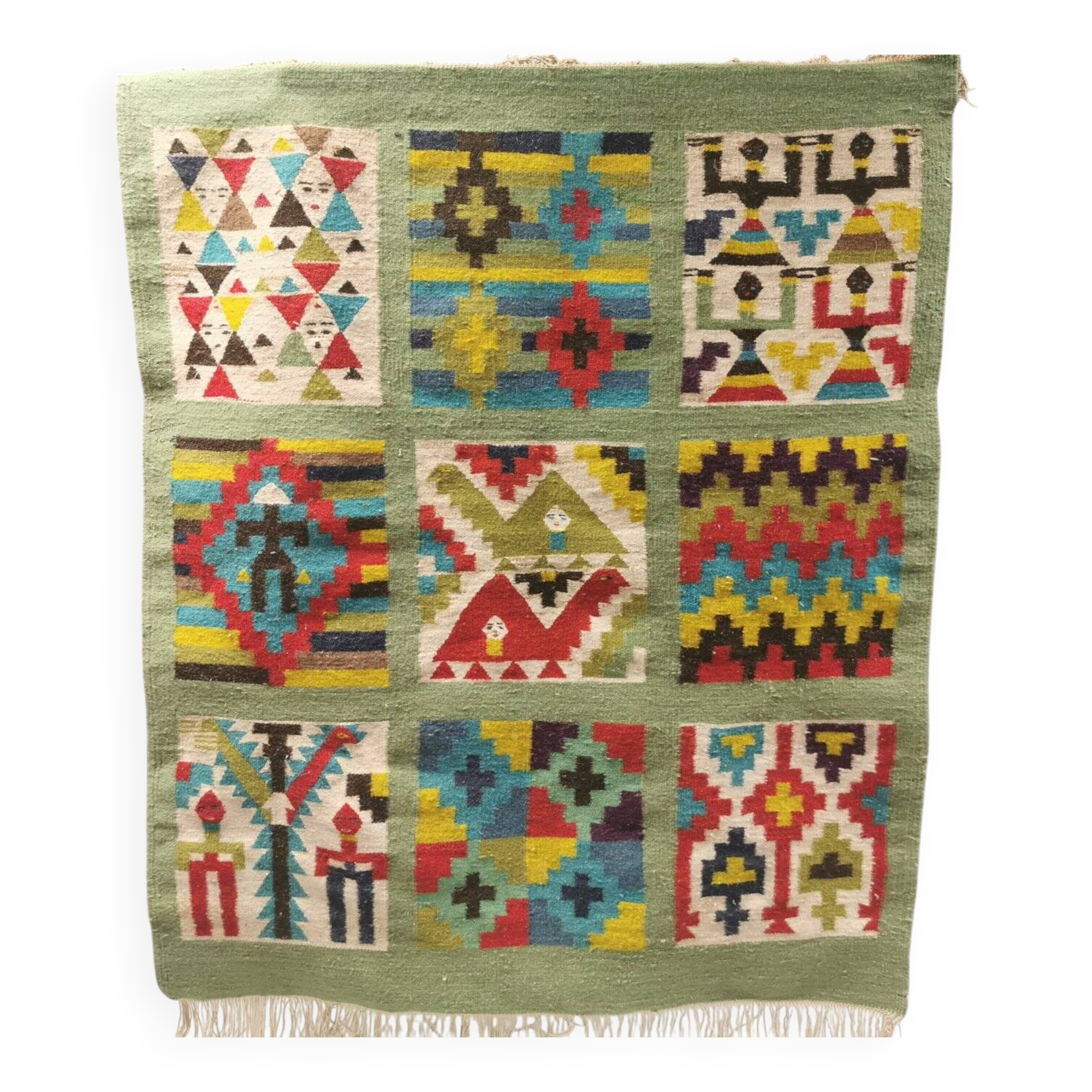 Wall hung wool rug in many colors (Can easily be made into a floor rug)