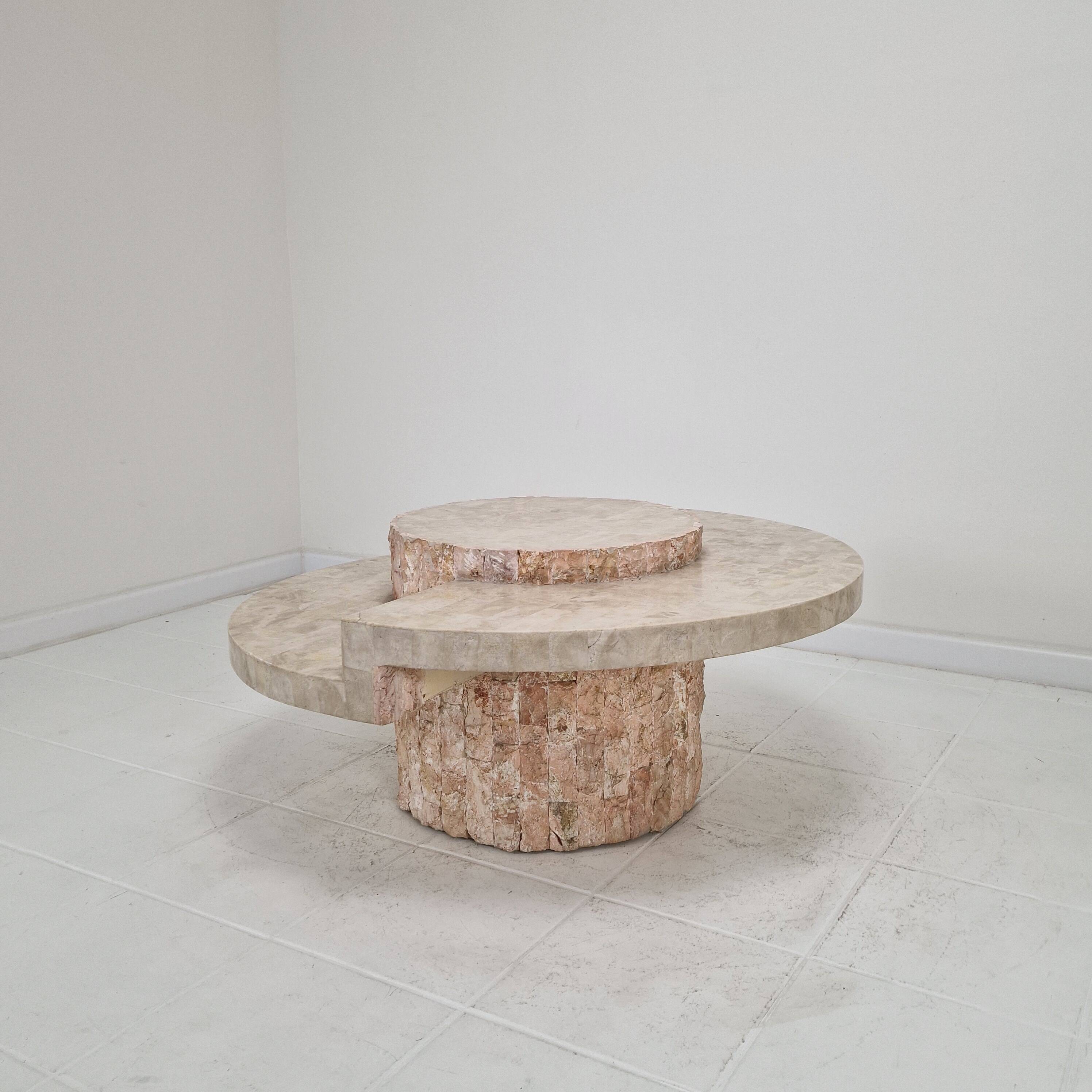 Round Mactan or Fossil Stone Coffee Table by Magnussen Ponte, 1980s