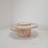 Round Mactan or Fossil Stone Coffee Table by Magnussen Ponte, 1980s