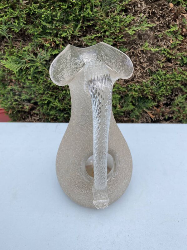 Carafe rafraichissoir pichet baccarat ou st louis cristal givré anse torsadée