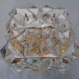 Gold-Plated & Crystal Glass Flush Mount Light from Kinkeldey, 1970s